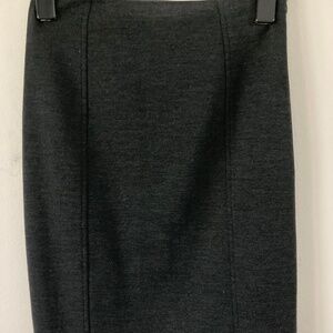 LK Bennett Dark Gray Midi Wool Skirt, Straight Pencil w/ Back Pleats, UK6/US2
